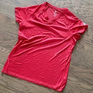 Adidas Women's Red V-Neck Climalite Top